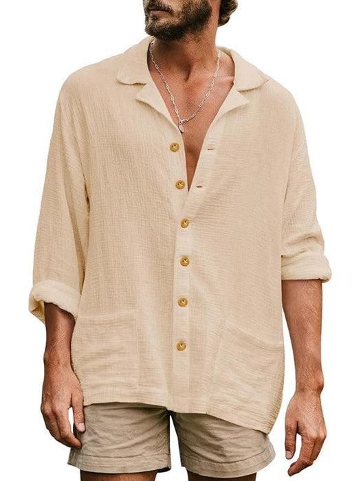 Jakoto | Men's Oversized Solid Color Lapel Long Sleeve Casual Shirt