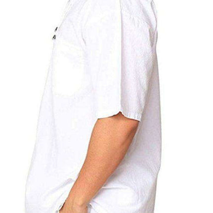 Men's Stylish Tie Collar Drop Shoulder Cotton-Linen T-Shirt