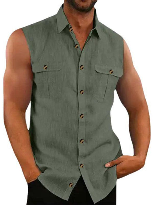 Men's Casual Cotton Linen Sleeveless Top - Effortless Style and Comfort