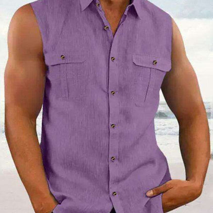 Men's Stylish Sleeveless Cotton Linen Top