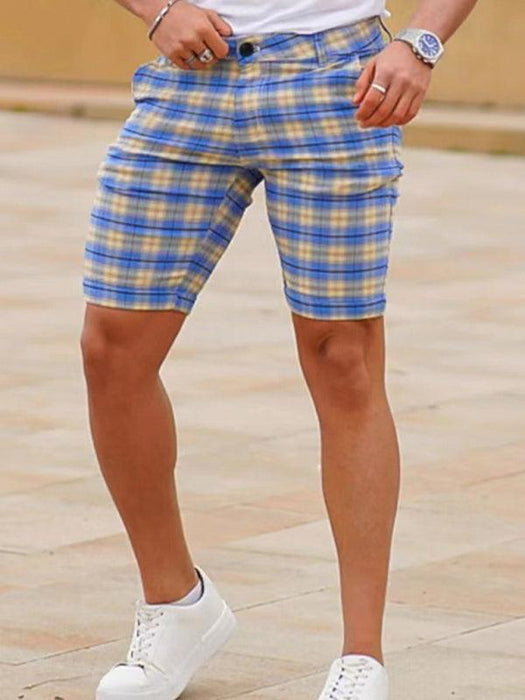 Jakotomen's skinny plaid plus size casual shorts