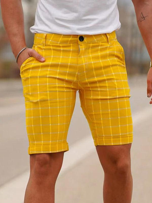 Plaid Plus Size Men's Skinny Shorts for Stylish Comfort