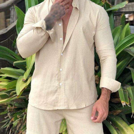 Men's Elegant Cotton-Linen Lounge Ensemble: Elevate Your Relaxation Style