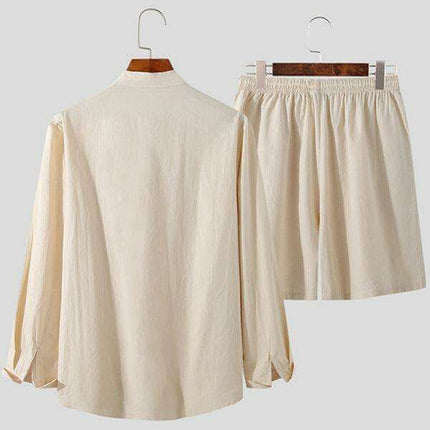 Men's Elegant Cotton-Linen Lounge Ensemble: Elevate Your Relaxation Style