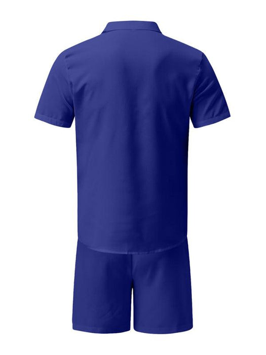 Men's Linen Summer Suit Set with Lapel | Casual Short Sleeve Shorts Ensemble