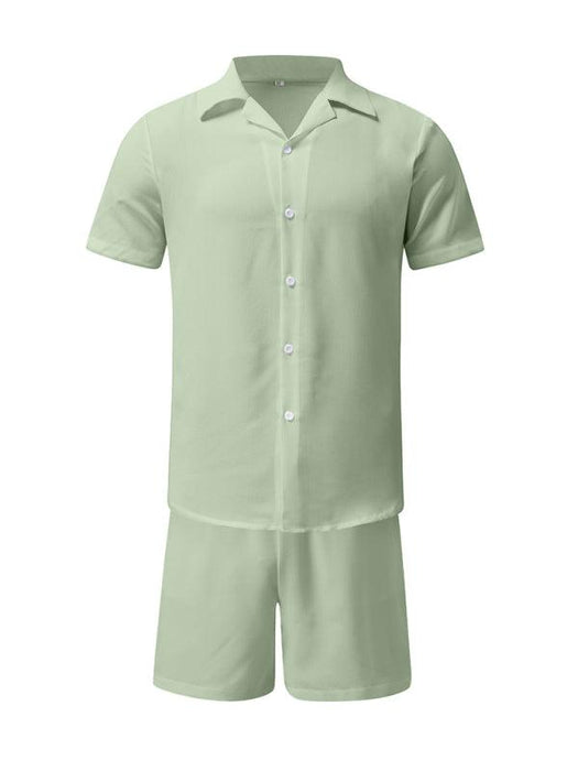Summer Ready Men's Cotton Linen Suit Set with Lapel | Casual Short Sleeve Shorts Ensemble