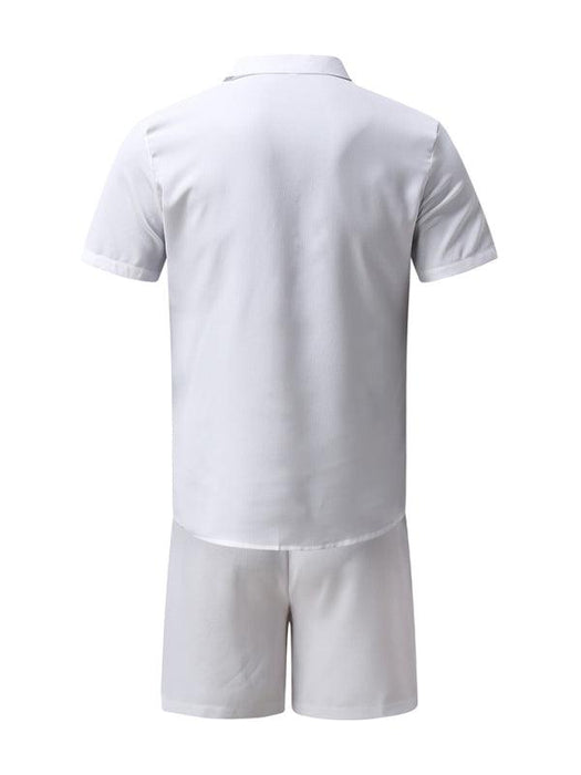 Men's Linen Summer Suit Set with Lapel | Casual Short Sleeve Shorts Ensemble