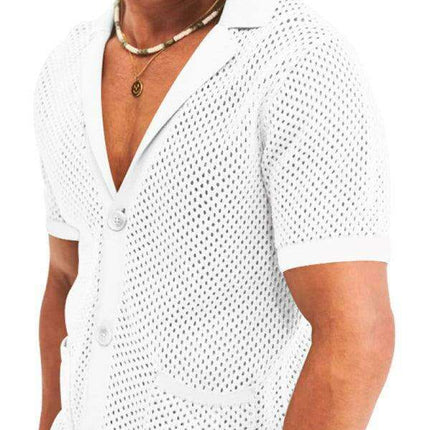 Men's Stylish Knit Cardigan Suit Set with Shorts for Casual Outings