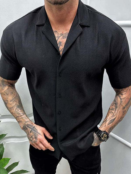 Men's Stylish Solid Short Sleeve Shirt and Casual Cardigan Set