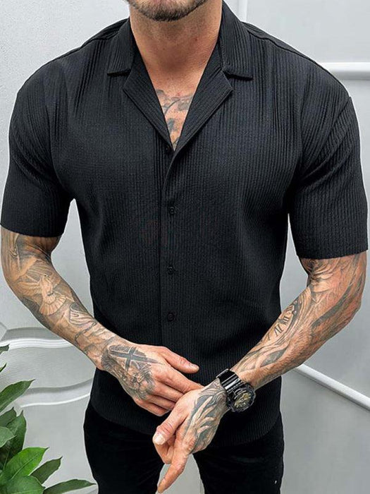 Men's new solid color short-sleeved shirt men's casual cardigan kakaclo