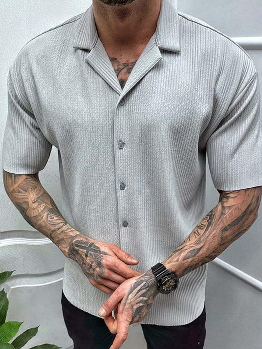 Men's Elegant Short Sleeve Shirt and Cardigan Set with Stylish Appeal