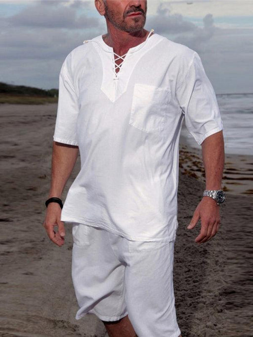 Casual Men's Cotton-Linen Beach Suits