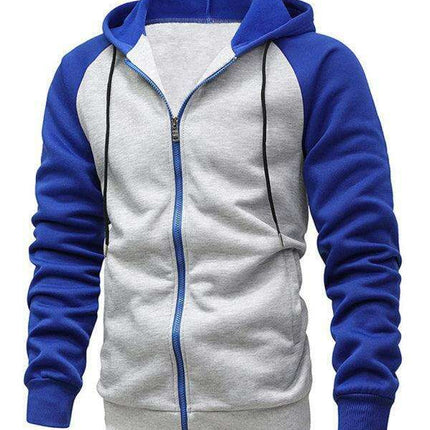 Men's Trendy Color-Block Fleece-Lined Zip Hoodie Cardigan