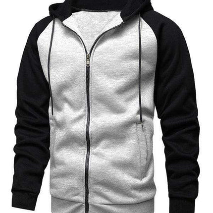 Men's Trendy Color-Block Fleece-Lined Zip Hoodie Cardigan