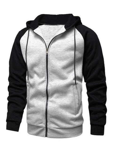 Men's Trendy Color-Block Fleece-Lined Zip Hoodie Cardigan