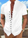 Vintage-Inspired Cotton-Linen Blend Stand Collar Shirt for Effortless Style