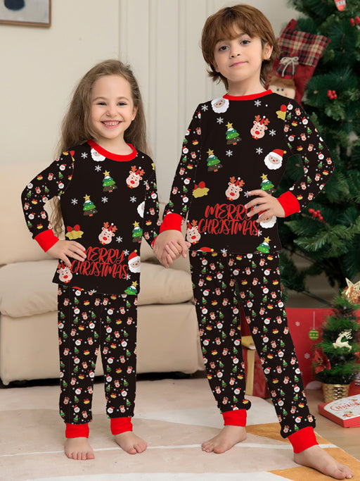 New Santa Claus printed long-sleeved home wear pajamas parent-child set (dad style)