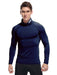 High-Neck Men's Athletic Compression Top - Versatile Long Sleeve Sports Shirt
