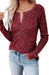 Elegant V-Neck Henley Top with Long Sleeve for Women - Stylish Casual Wear