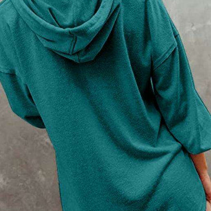 Trendy Women's Button-Up Lantern Sleeve Hoodie