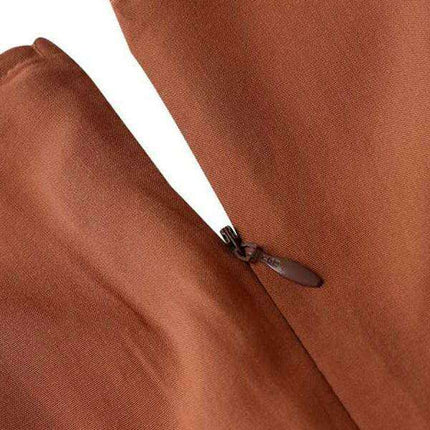 Bohemian Elegance: Autumn V-Neck Swing Dress with Pleated Details