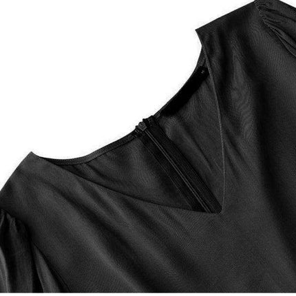 Bohemian Elegance: Autumn V-Neck Swing Dress with Pleated Details