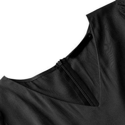 Bohemian Elegance: Autumn V-Neck Swing Dress with Pleated Details