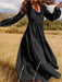 Autumn Elegance: Bohemian Flowy V-Neck Dress with Pleats