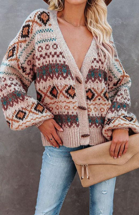 Floral Vibe | Women's Bohemian V-Neck Cardigan Sweater
