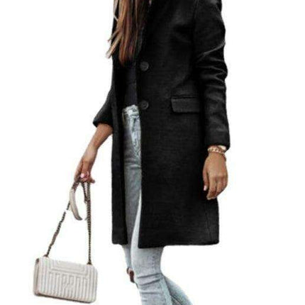 Chic Tweed Overcoat with Convenient Waist Pockets for Ultimate Warmth