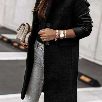 Chic Tweed Overcoat with Convenient Waist Pockets for Ultimate Warmth