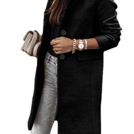 Chic Tweed Overcoat with Convenient Waist Pockets for Ultimate Warmth