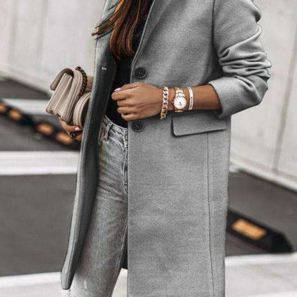 Chic Tweed Overcoat with Convenient Waist Pockets for Ultimate Warmth