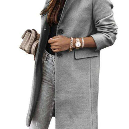 Chic Tweed Overcoat with Convenient Waist Pockets for Ultimate Warmth