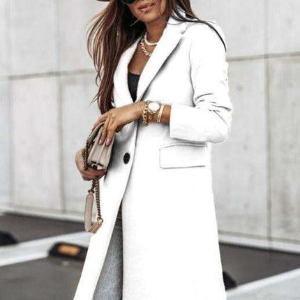 Chic Tweed Overcoat with Convenient Waist Pockets for Ultimate Warmth