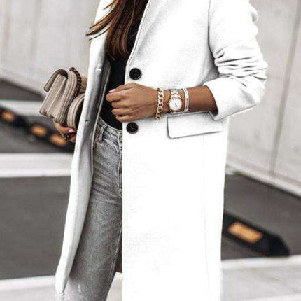 Chic Tweed Overcoat with Convenient Waist Pockets for Ultimate Warmth