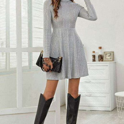 Lotus Grace | Stylish Women's Ruffled Turtleneck Dress