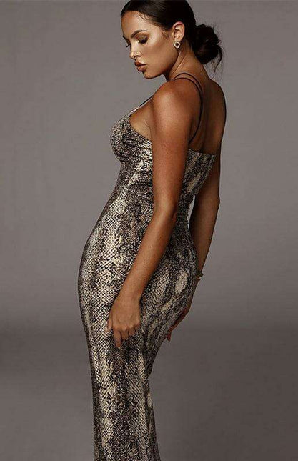 Wild Elegance: Sleeveless Leopard Print V-Neck Dress for the Trendsetting Woman