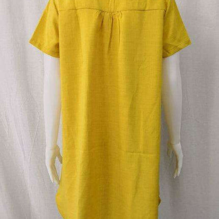 Chic Linen Summer Dress with Trendy Split Neck Design - Ideal for Warm Weather Outings