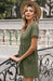Breezy Chic Women's Cotton Linen V-Neck Shirt Dress with Short Sleeves