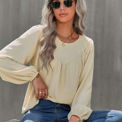 Cozy Solid Color Women's Polyester Pullover with Long Sleeves