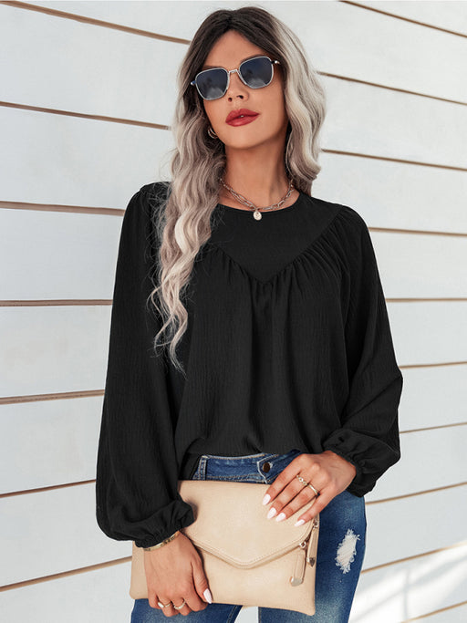 Women's Cozy Solid Color Long Sleeve Pullover Top