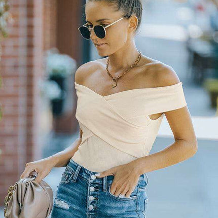 Chic Off-Shoulder Knit Blouse for Women