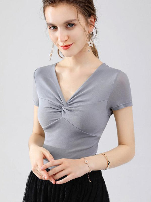 Chic Nylon Jersey Top with Stylish Hi-Low Detail