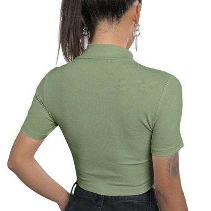 Elegant Zippered Lapel Blouse - Essential for Summer Style