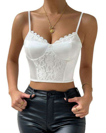 Chic Sleeveless Top with Lace Embellishments