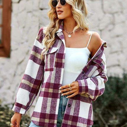 Tartan Print Lightweight Jacket for Women's Casual Chic