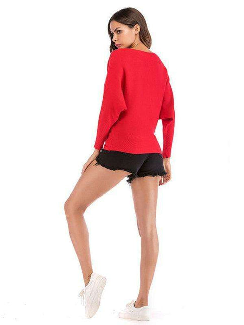 Festive Reindeer Batwing Sweater - Women's Winter Elegance