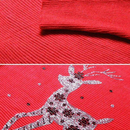 Festive Reindeer Batwing Sweater - Women's Winter Elegance