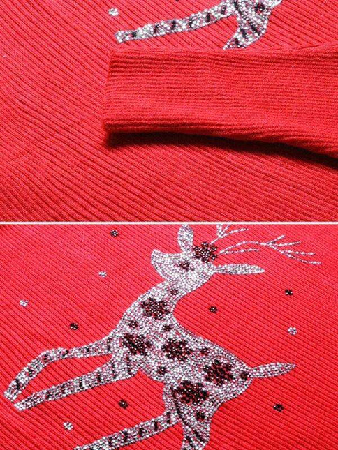 Festive Reindeer Batwing Sweater - Women's Winter Elegance
